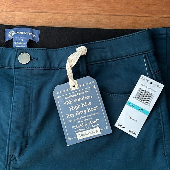NWT Democracy Ab Solution Teal Itty Bitty Boot Jeans Size 16 - Picture 5 of 6